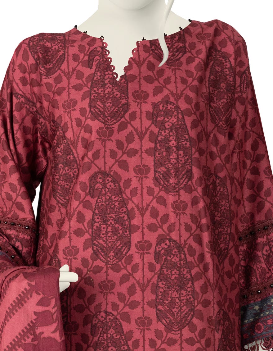 MAROON CAMBRIC UNSTITCHED 3PC | JJLS-W-JW-22-1717 FB