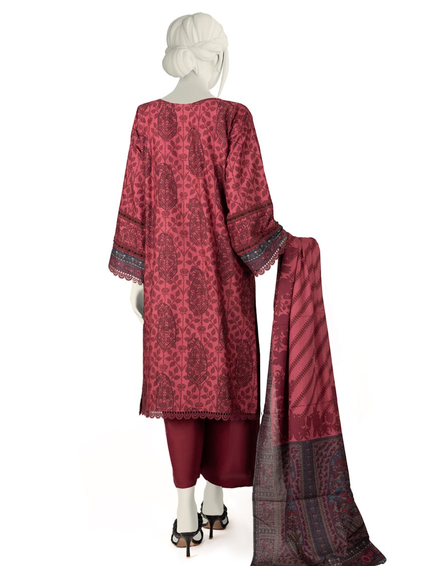 MAROON CAMBRIC UNSTITCHED 3PC | JJLS-W-JW-22-1717 FB
