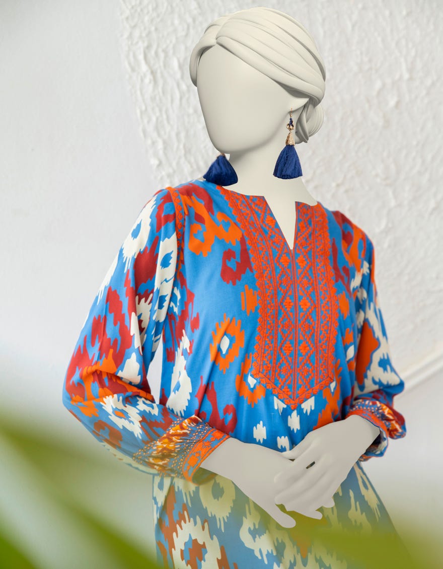 BLUE LINEN EMBROIDERED 2PC STITCHED