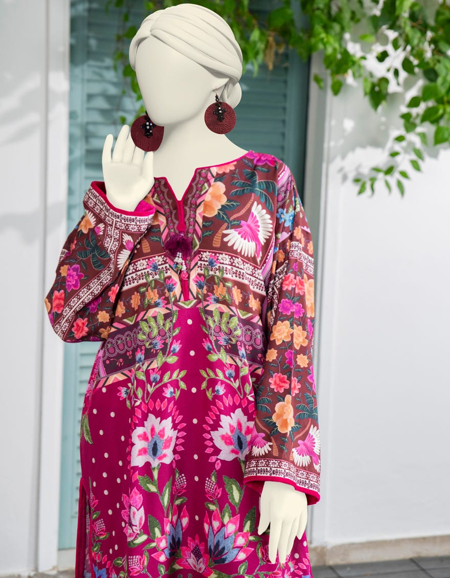 MULTICOLOR SILK PRINTED 2PC STITCHED