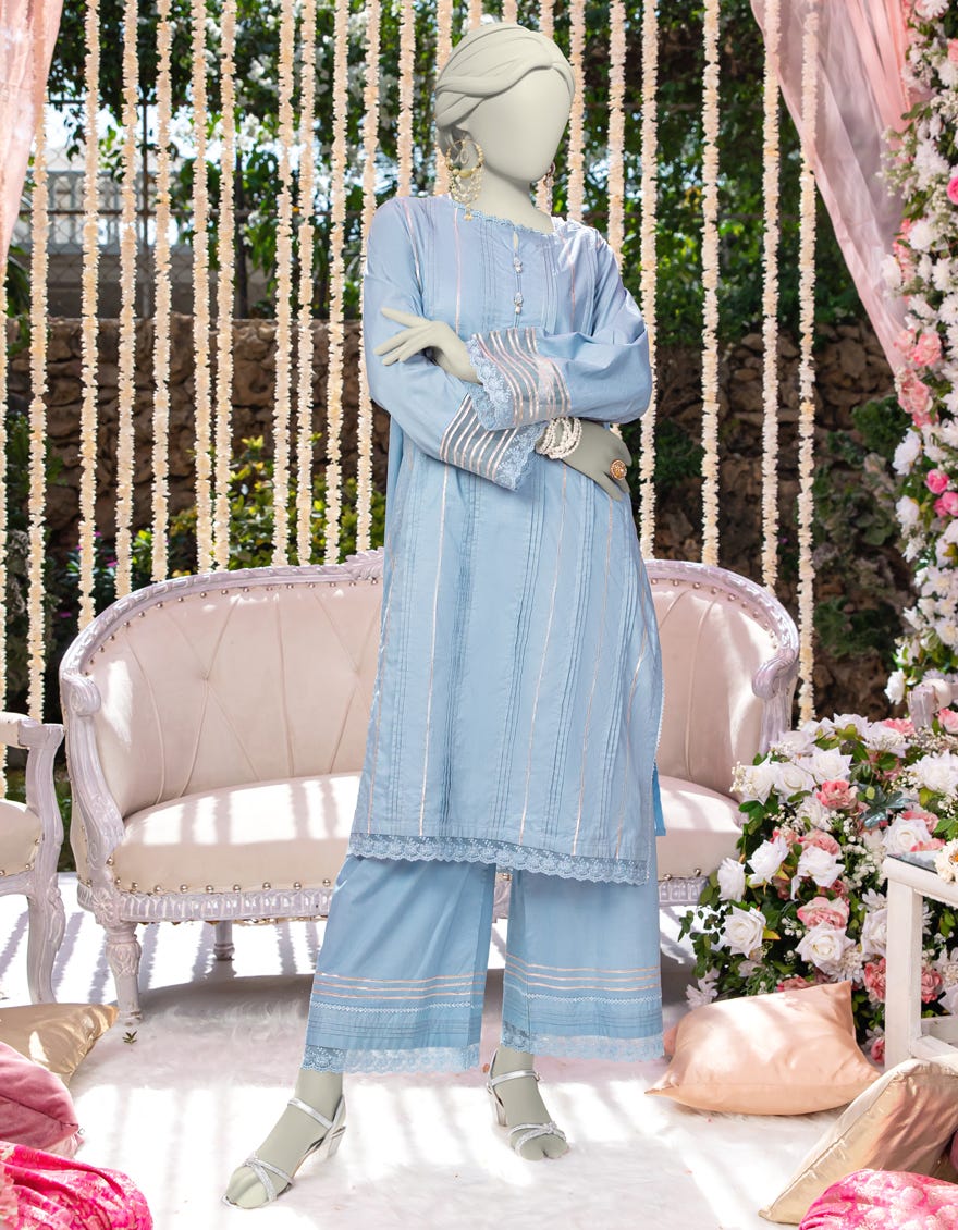 BLUE LAWN 2PC STITCHED