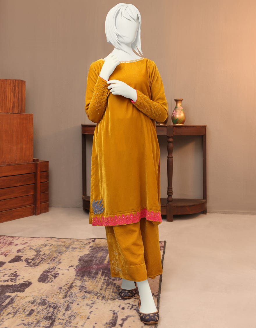 MUSTARD VELVET TEENS 2PC | JYGK-W-JWT-22-3215
