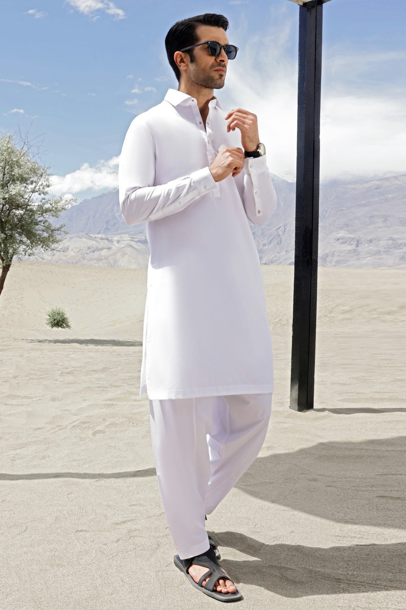 LAS VEGAS - WHITE COTTON KAMEEZ SHALWAR