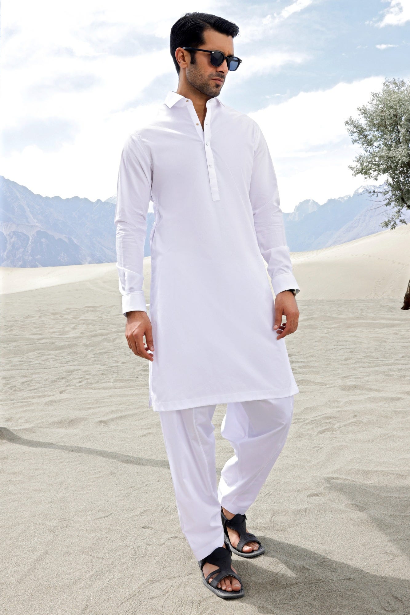 LAS VEGAS - WHITE COTTON KAMEEZ SHALWAR
