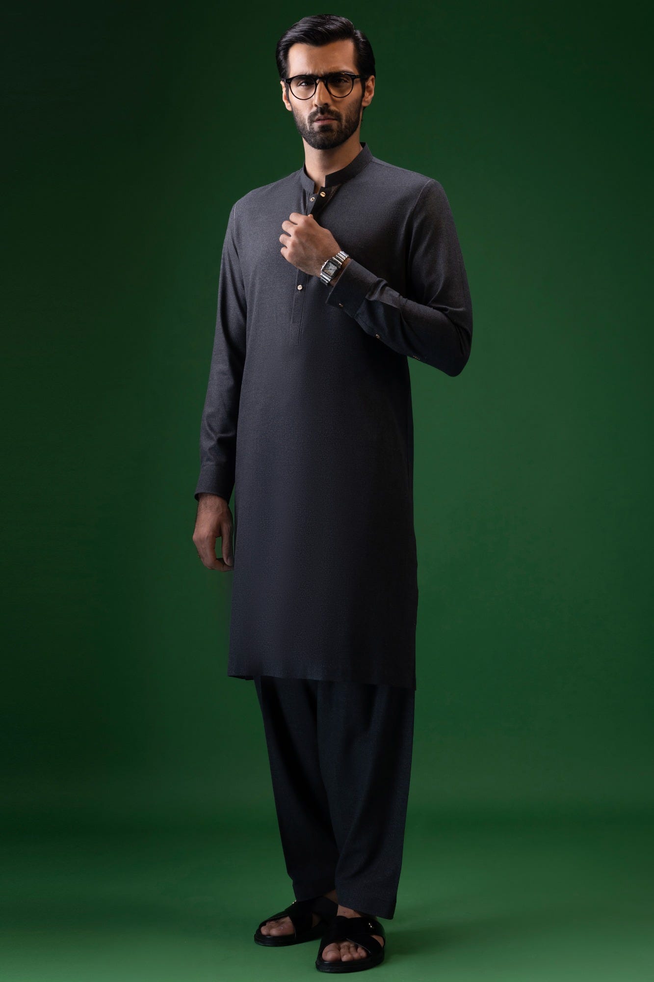 MADRID - CHARCOAL BLENDED KAMEEZ SHALWAR