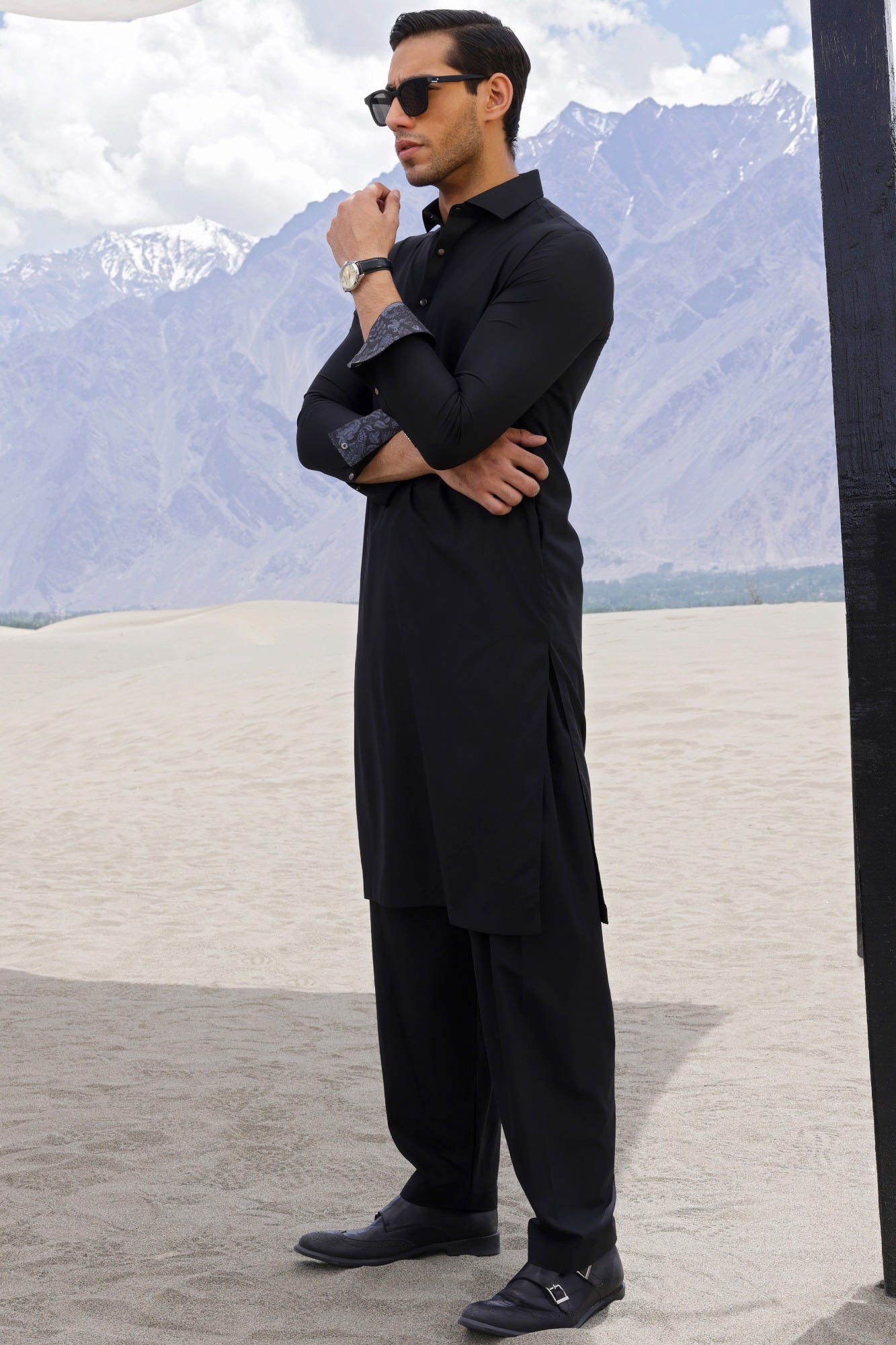 MALTA - BLACK BLENDED KAMEEZ SHALWAR