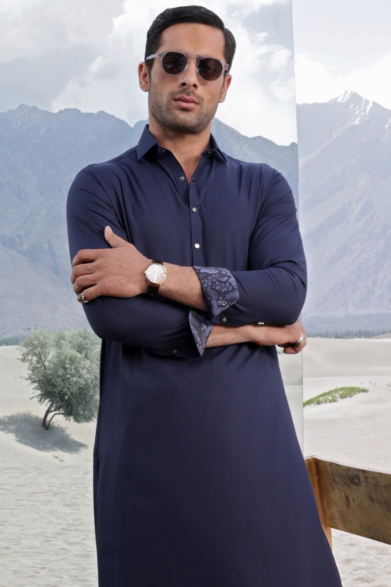 MALTA - NAVY BLENDED KAMEEZ SHALWAR