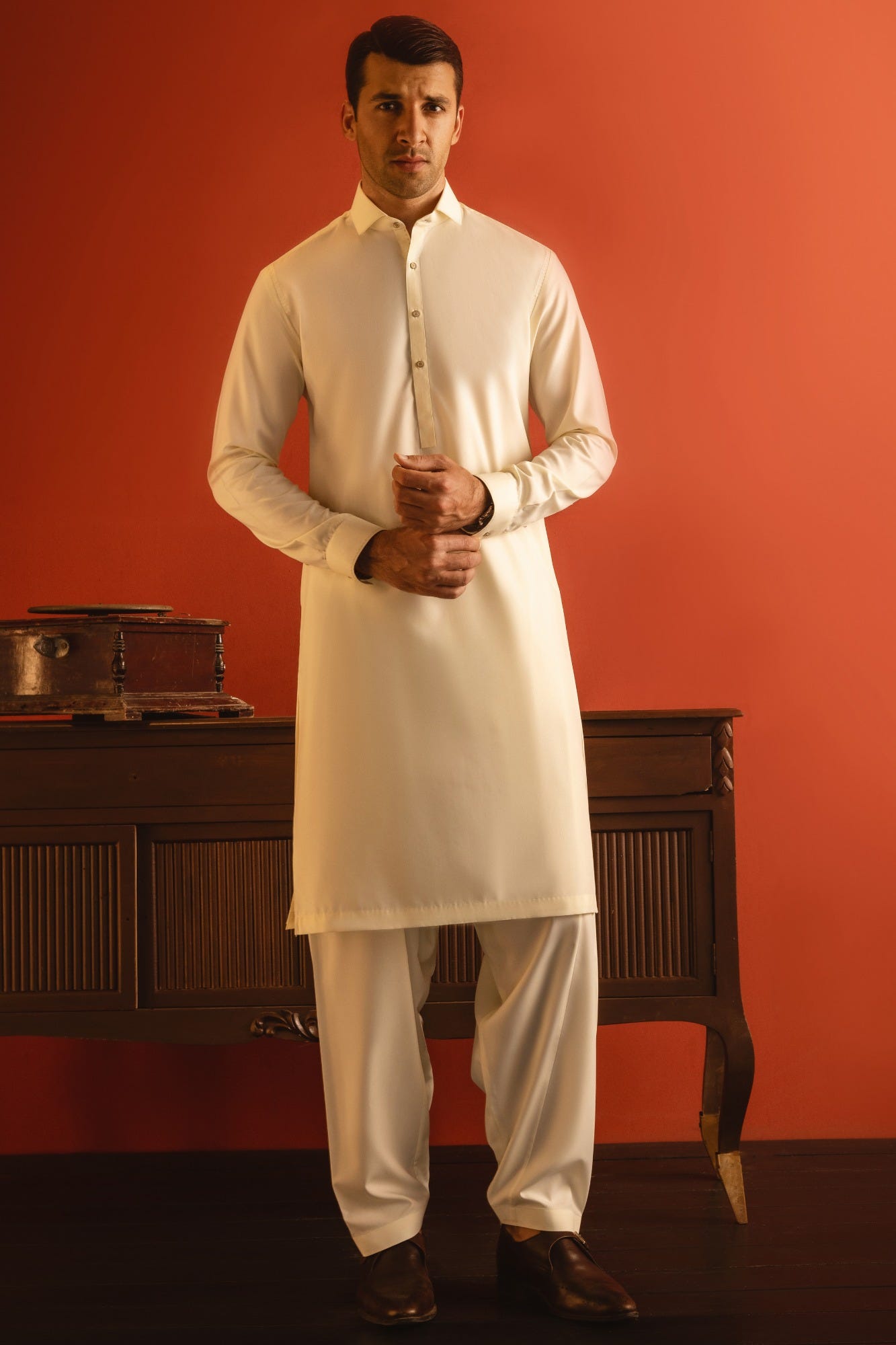 MILAN - CREAM BLENDED KAMEEZ SHALWAR