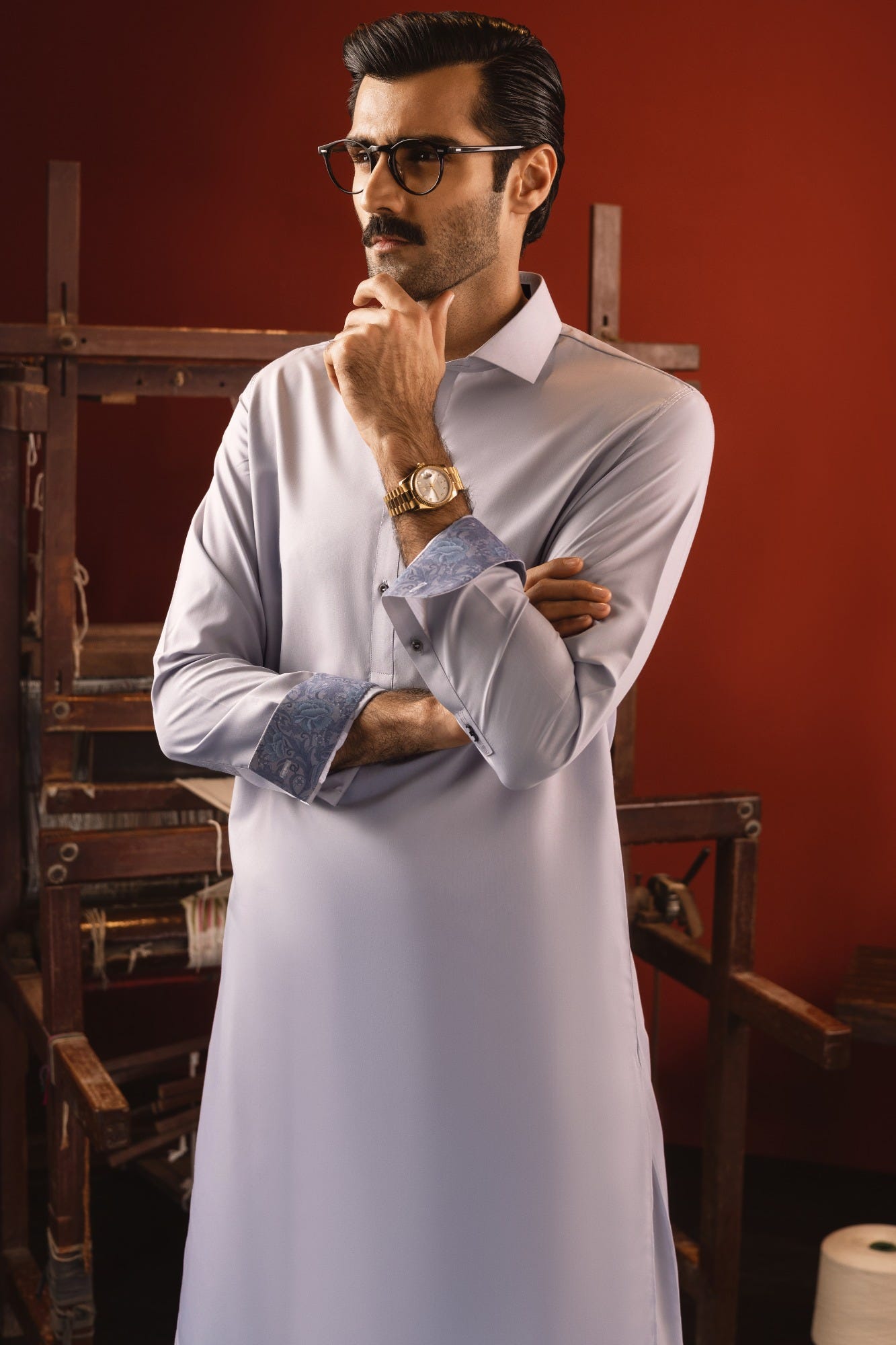 MILAN - LIGHT GREY BLENDED KAMEEZ SHALWAR