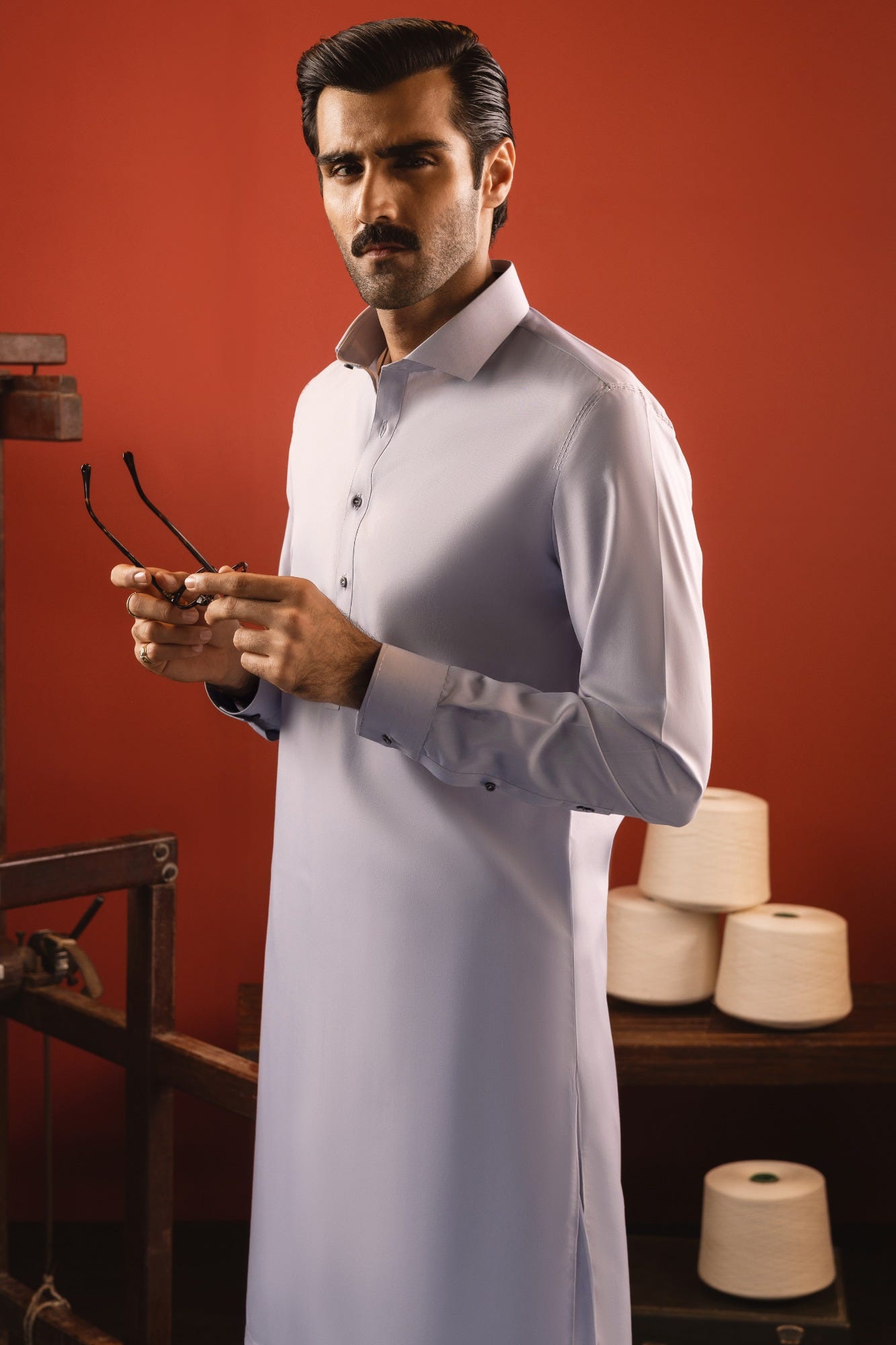 MILAN - LIGHT GREY BLENDED KAMEEZ SHALWAR