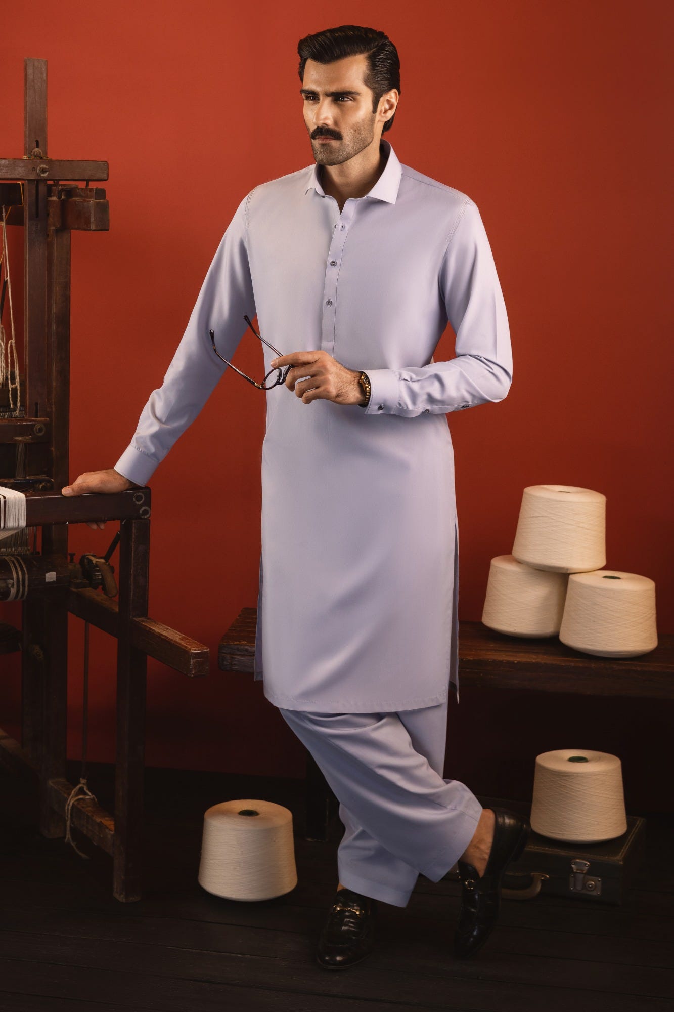 MILAN - LIGHT GREY BLENDED KAMEEZ SHALWAR