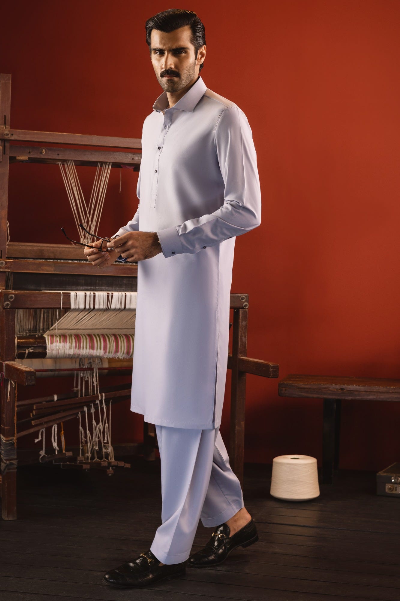 MILAN - LIGHT GREY BLENDED KAMEEZ SHALWAR