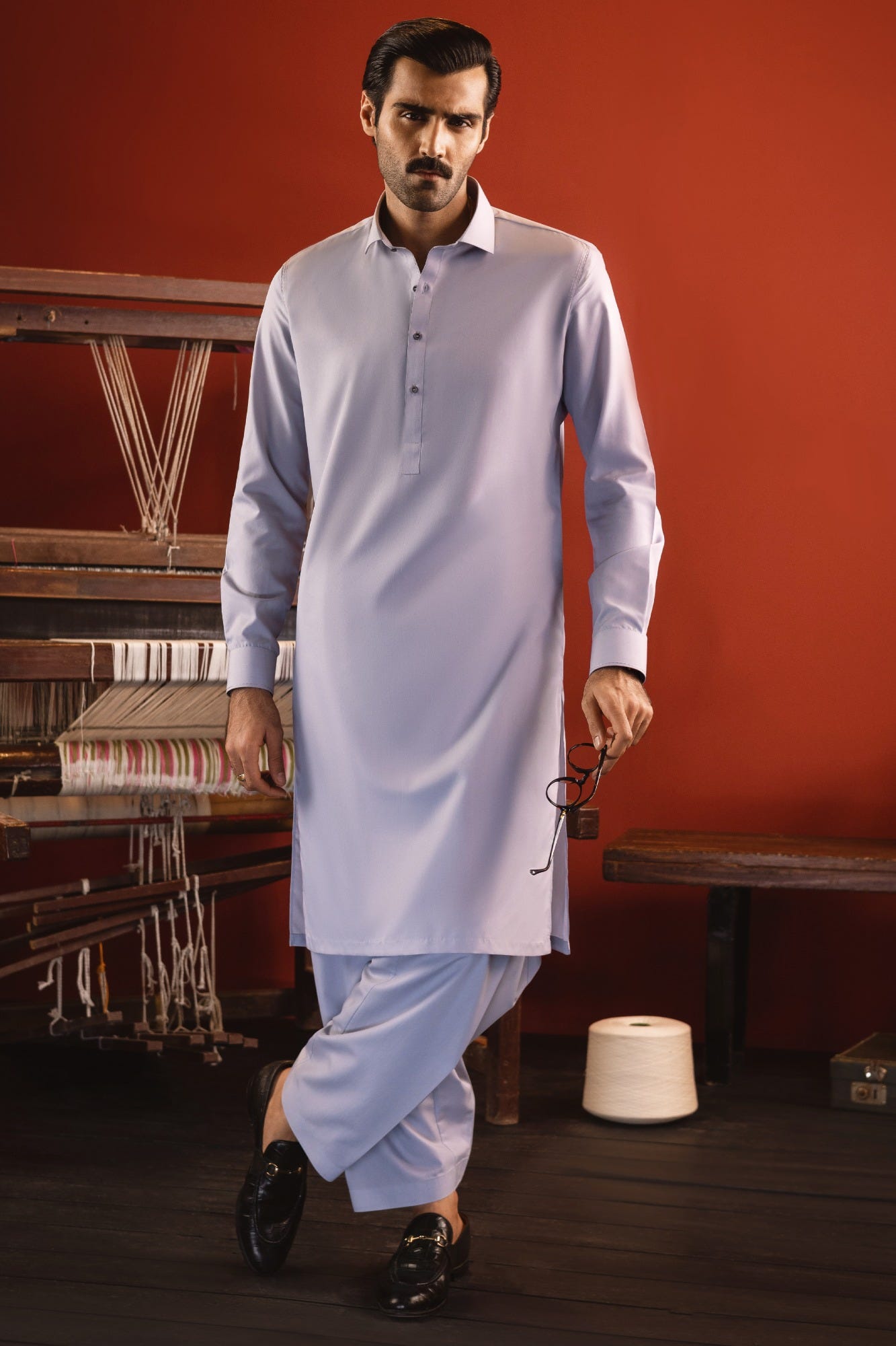 MILAN - LIGHT GREY BLENDED KAMEEZ SHALWAR