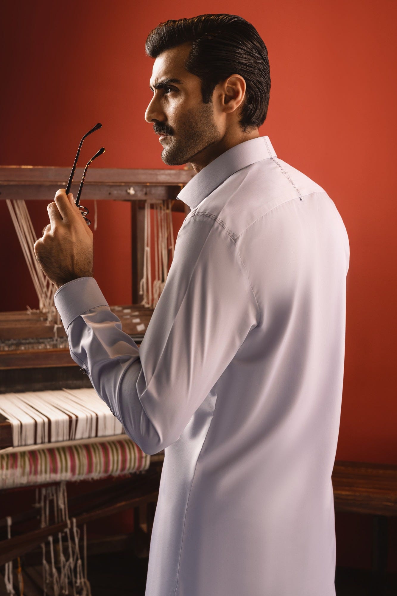 MILAN - LIGHT GREY BLENDED KAMEEZ SHALWAR