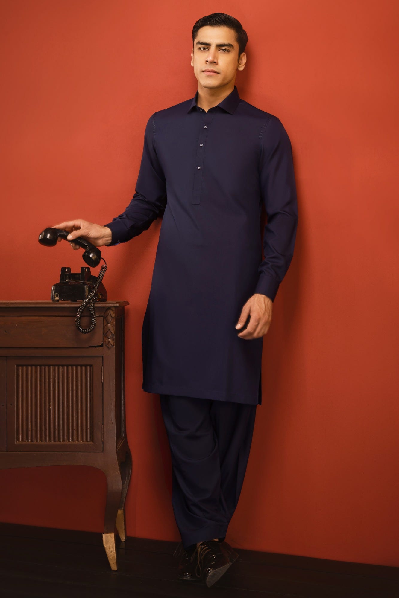MILAN - NAVY BLUE BLENDED KAMEEZ SHALWAR