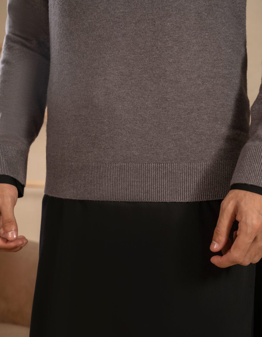 HEATHER GREY CREW NECK SWEATER | JJ-MSWFS-20008