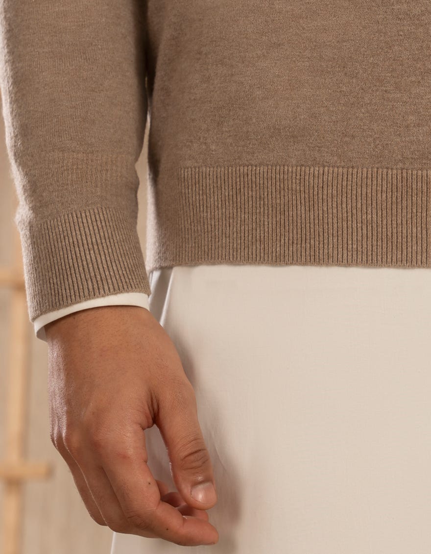 LIGHT KHAKI CREW NECK SWEATER | JJ-MSWFS-20012