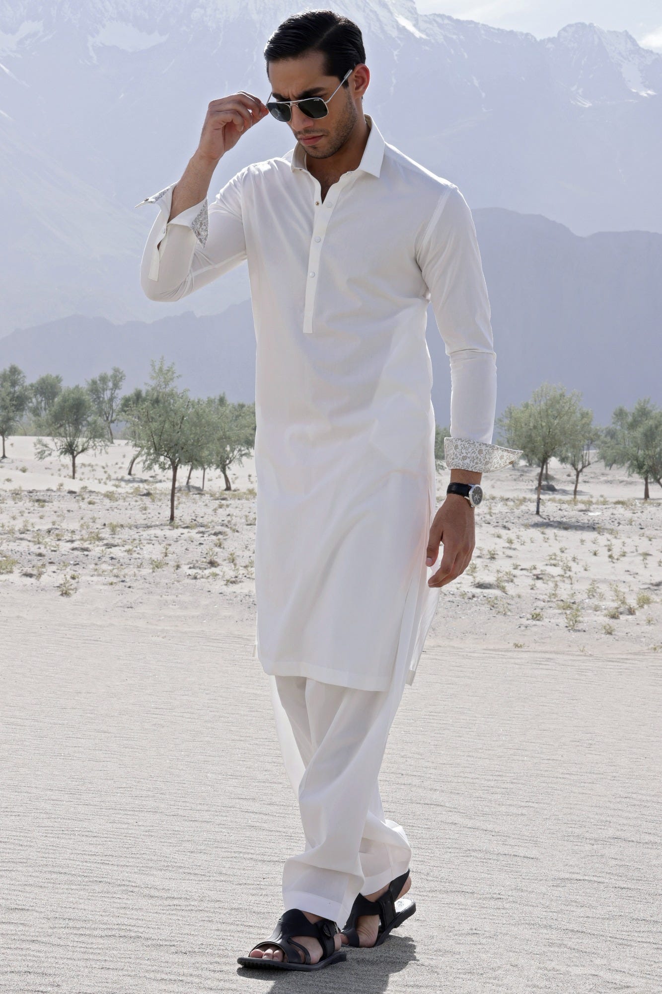 NEW YORK - OFF WHITE COTTON KAMEEZ SHALWAR