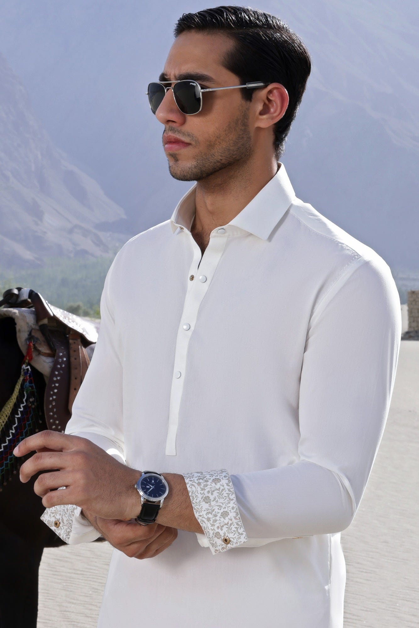 NEW YORK - OFF WHITE COTTON KAMEEZ SHALWAR