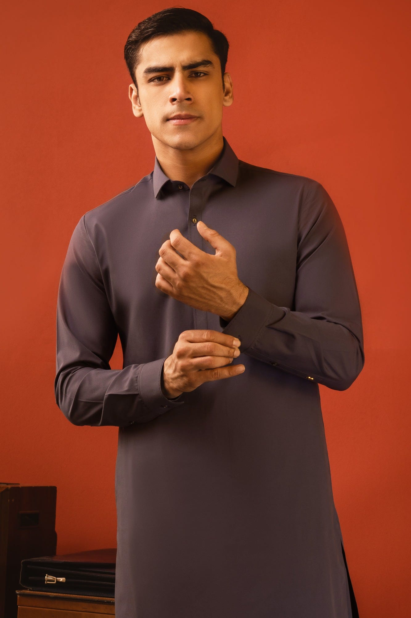 NORWAY - GREY COTTON KAMEEZ SHALWAR