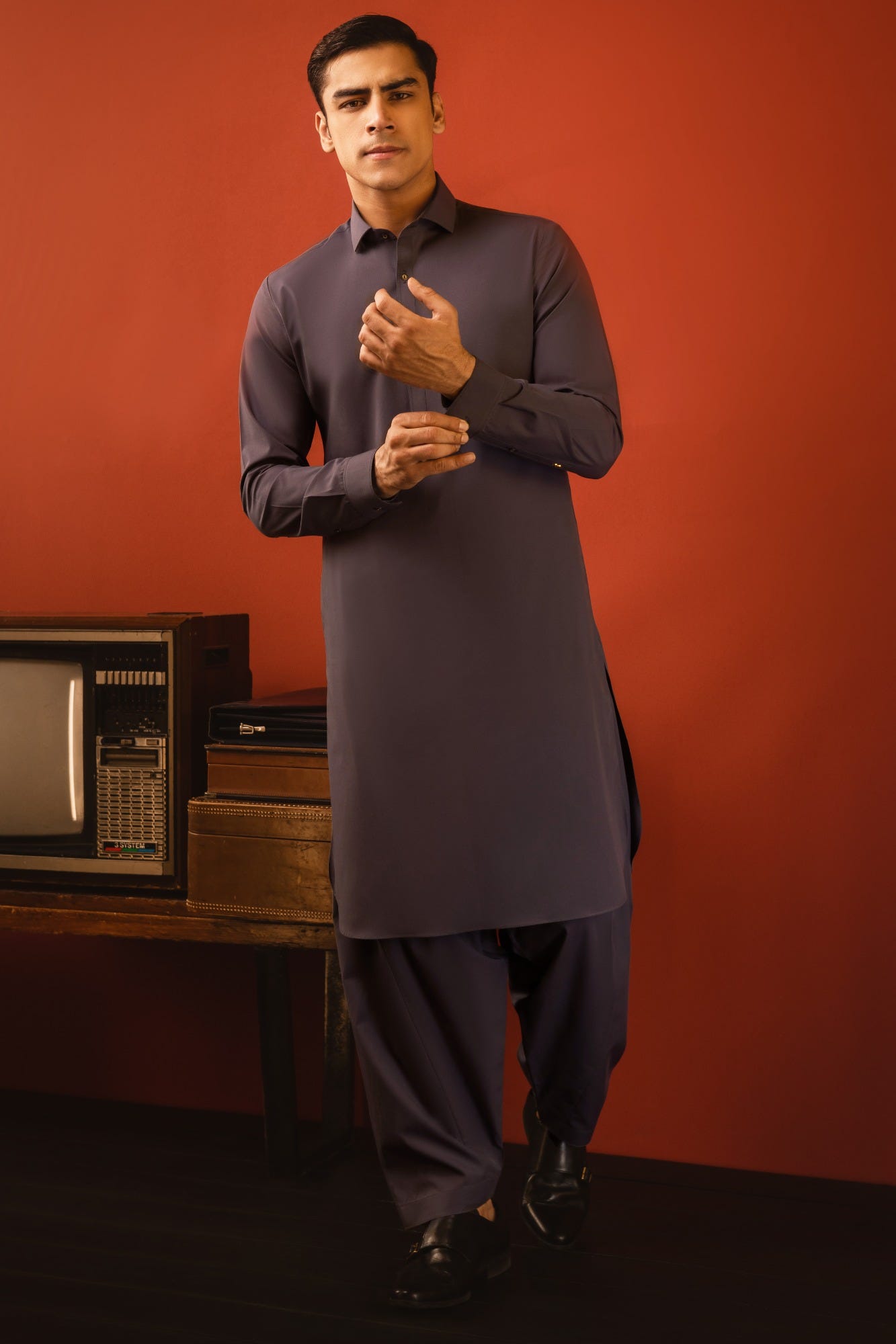 NORWAY - GREY COTTON KAMEEZ SHALWAR