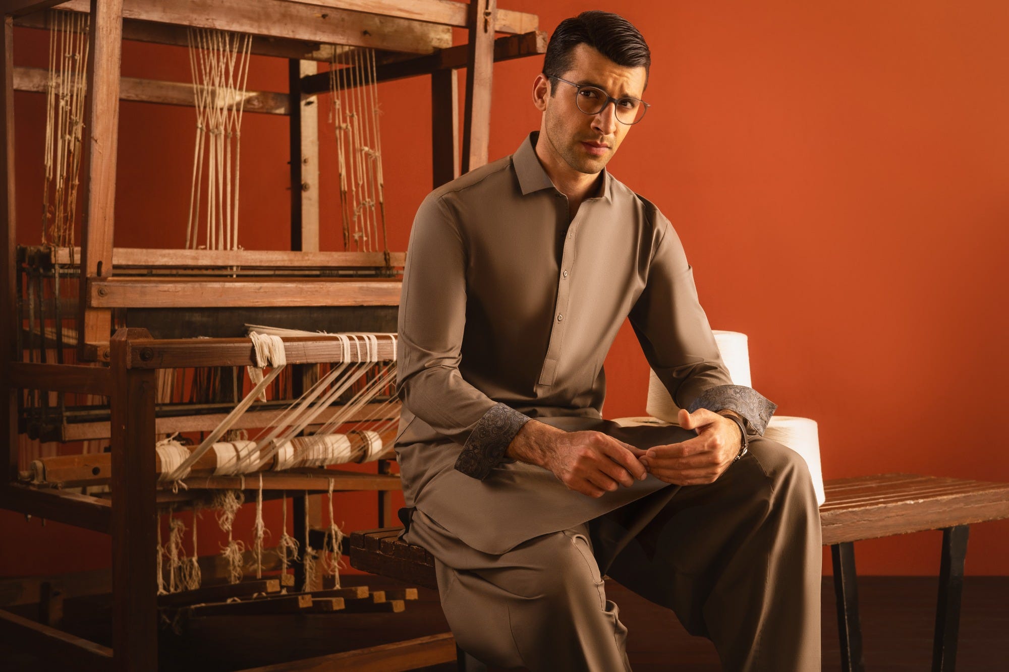 NORWAY - OLIVE COTTON KAMEEZ SHALWAR