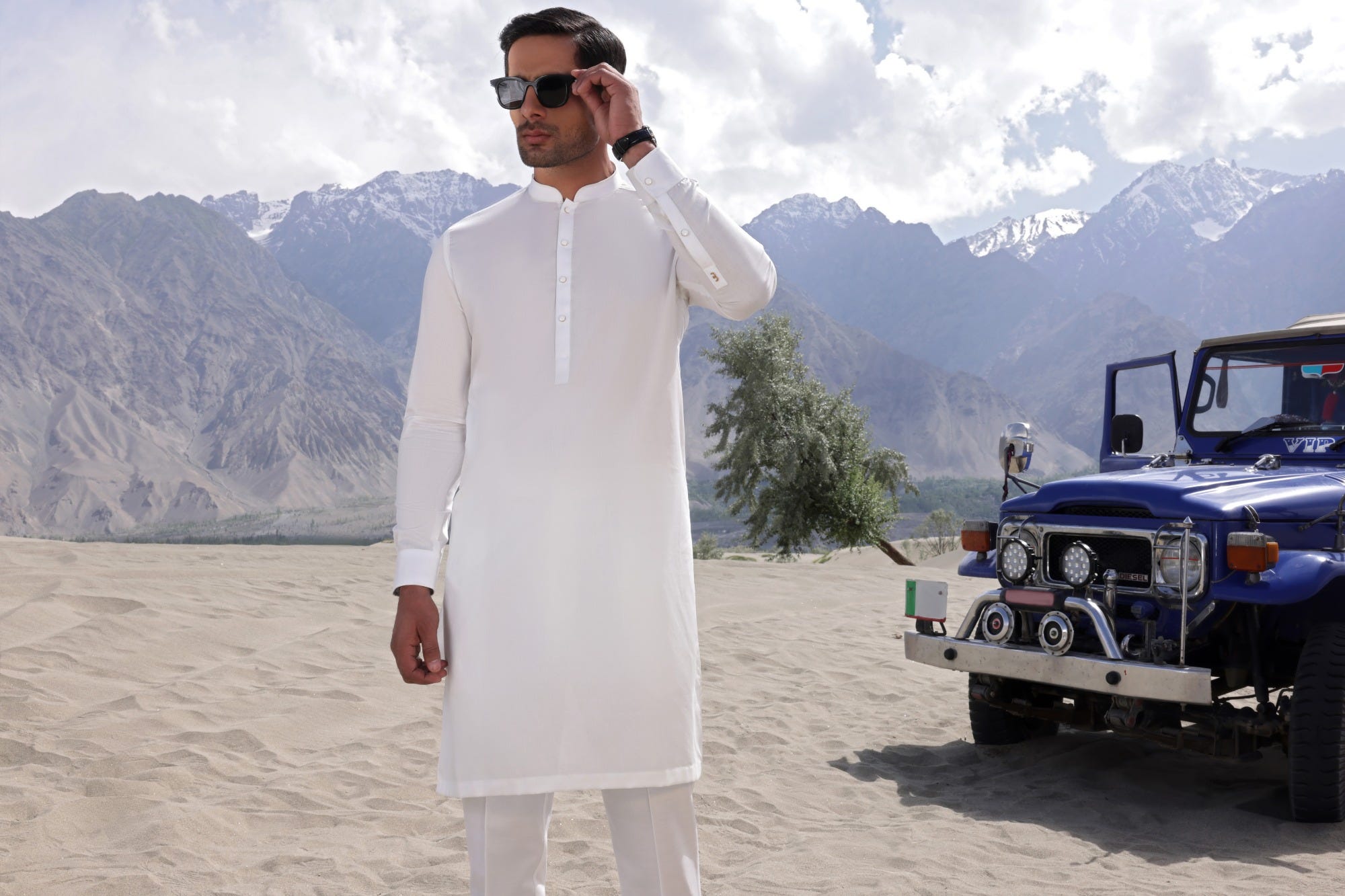 MANCHESTER - OPTICAL WHITE COTTON KURTA TROUSER
