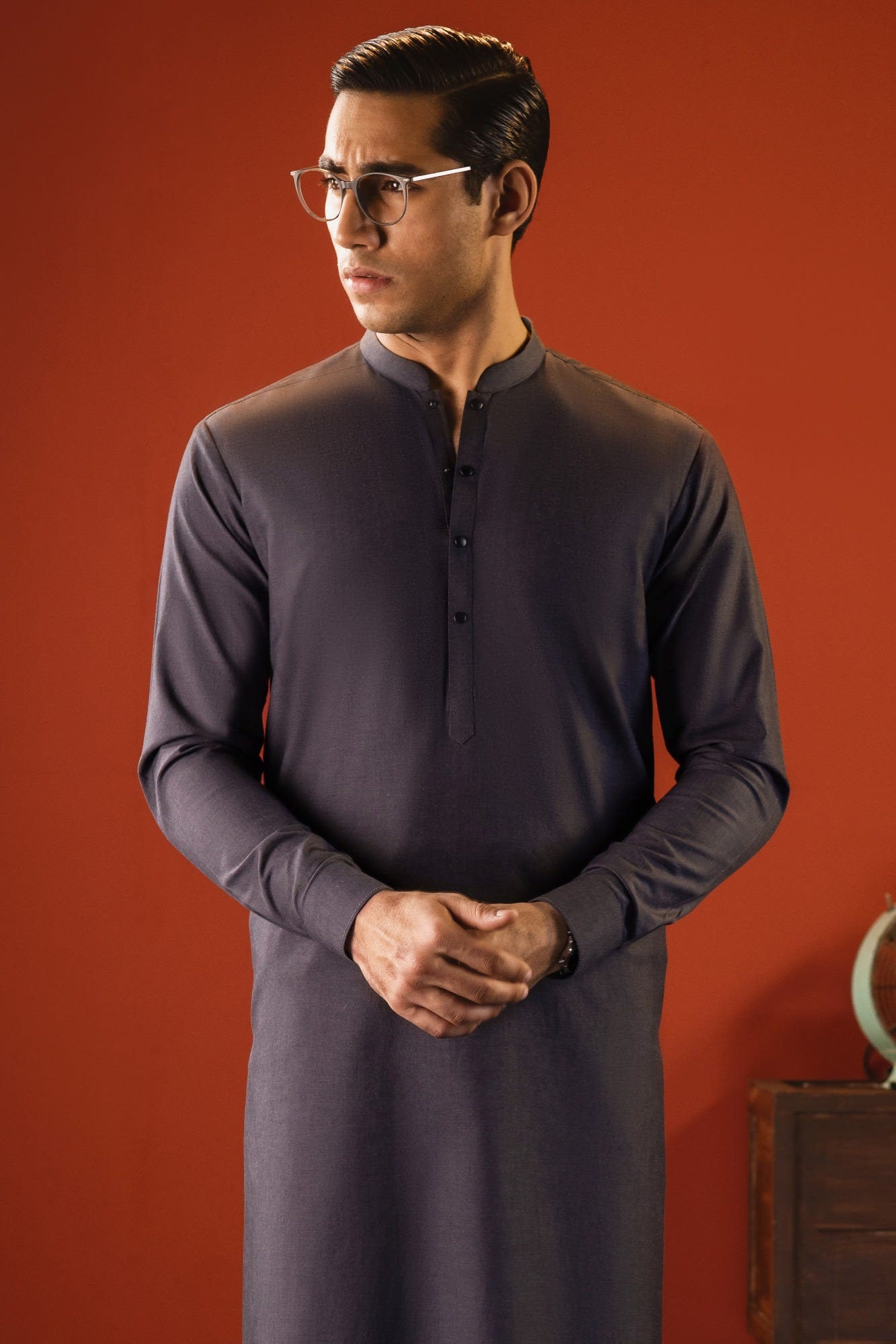 POLAND - GRAPHITE GREY COTTON KURTA TROUSER