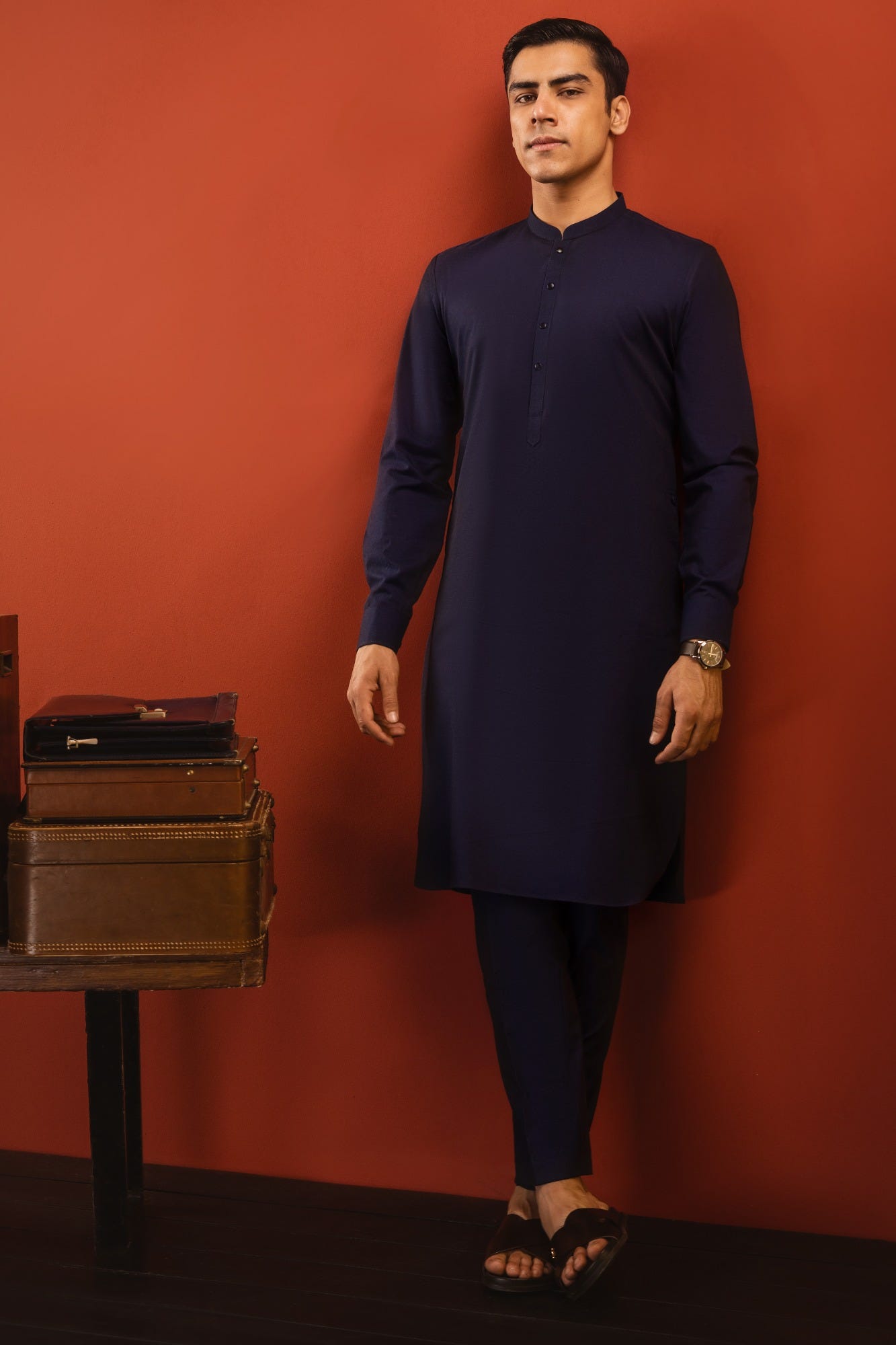 POLAND - NAVY COTTON KURTA TROUSER