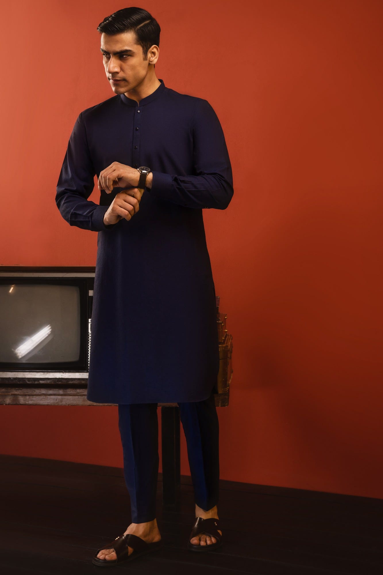 POLAND - NAVY COTTON KURTA TROUSER
