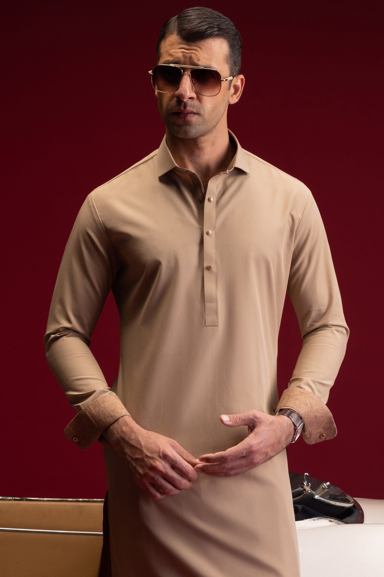 PORTUGAL - CAMEL COTTON KAMEEZ SHALWAR