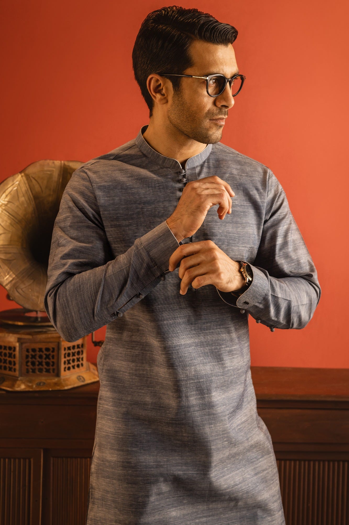 ROME - BLUISH GREY COTTON KURTA TROUSER
