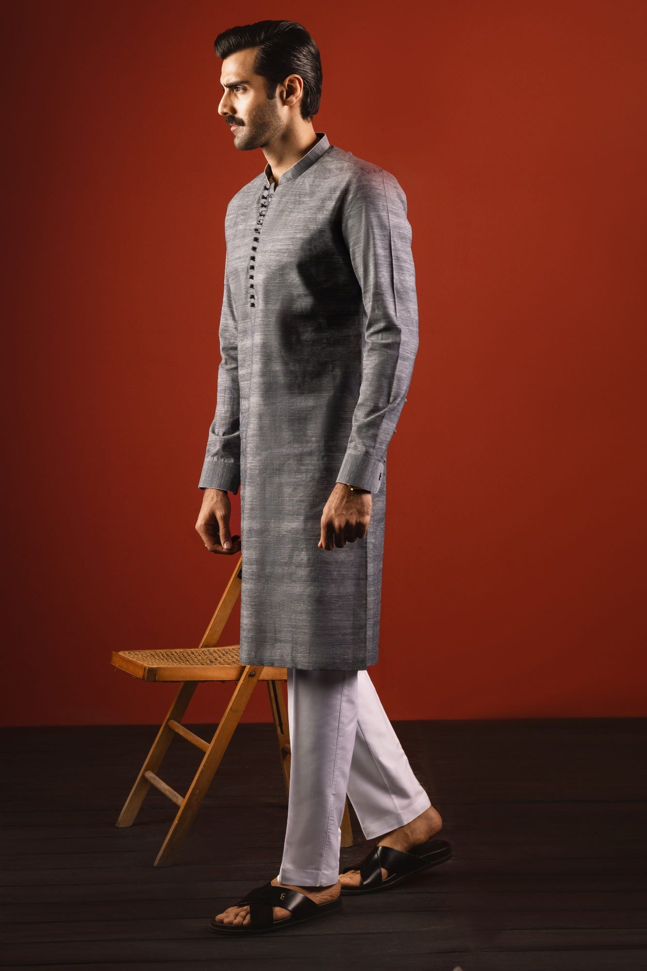 ROME - CHARCOAL COTTON KURTA TROUSER