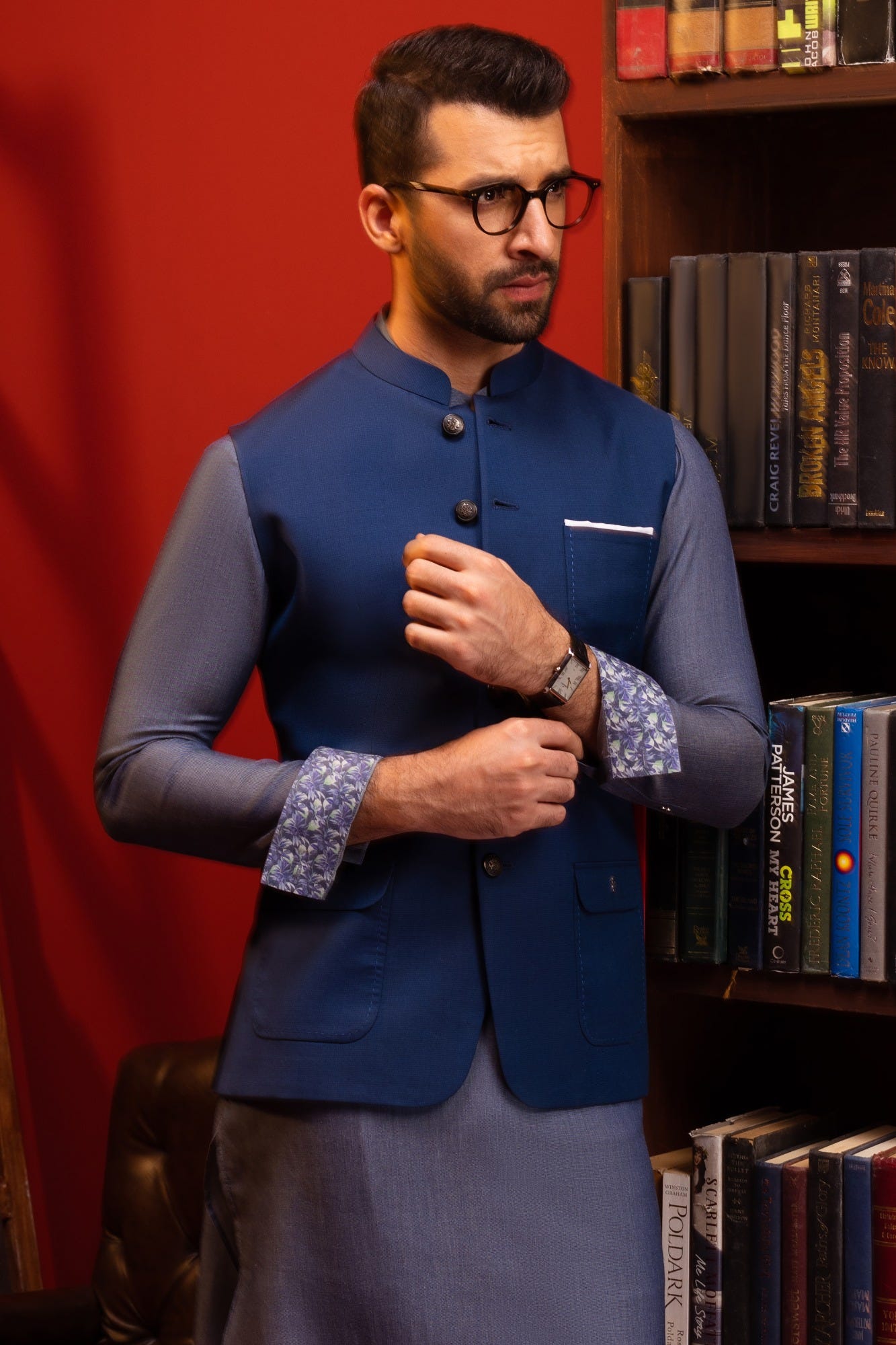 SAFARI - ROYAL BLUE BLENDED WAISTCOAT | CCVC-39347-C4