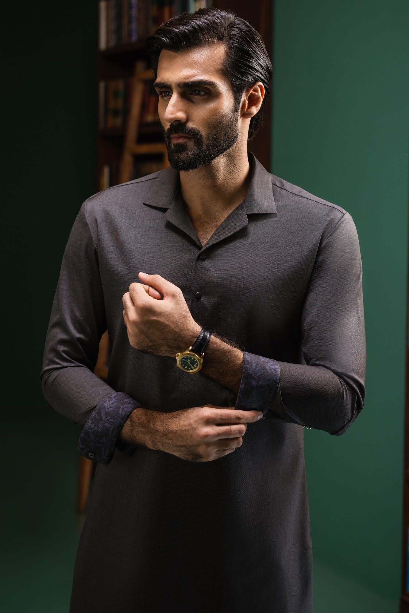 SALTA - CHARCOAL COTTON KURTA TROUSER