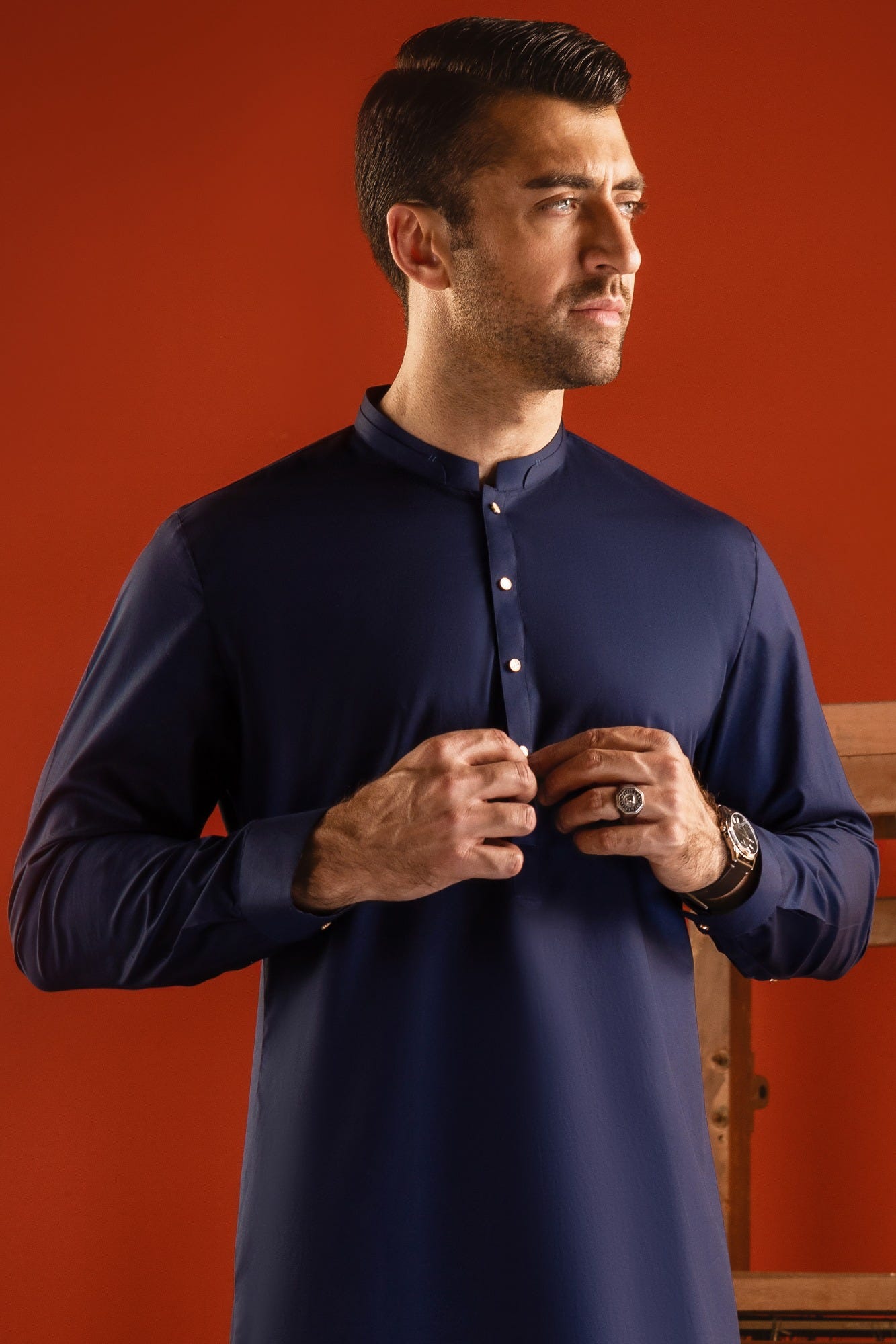 SANTORINI - DARK BLUE COTTON KURTA TROUSER