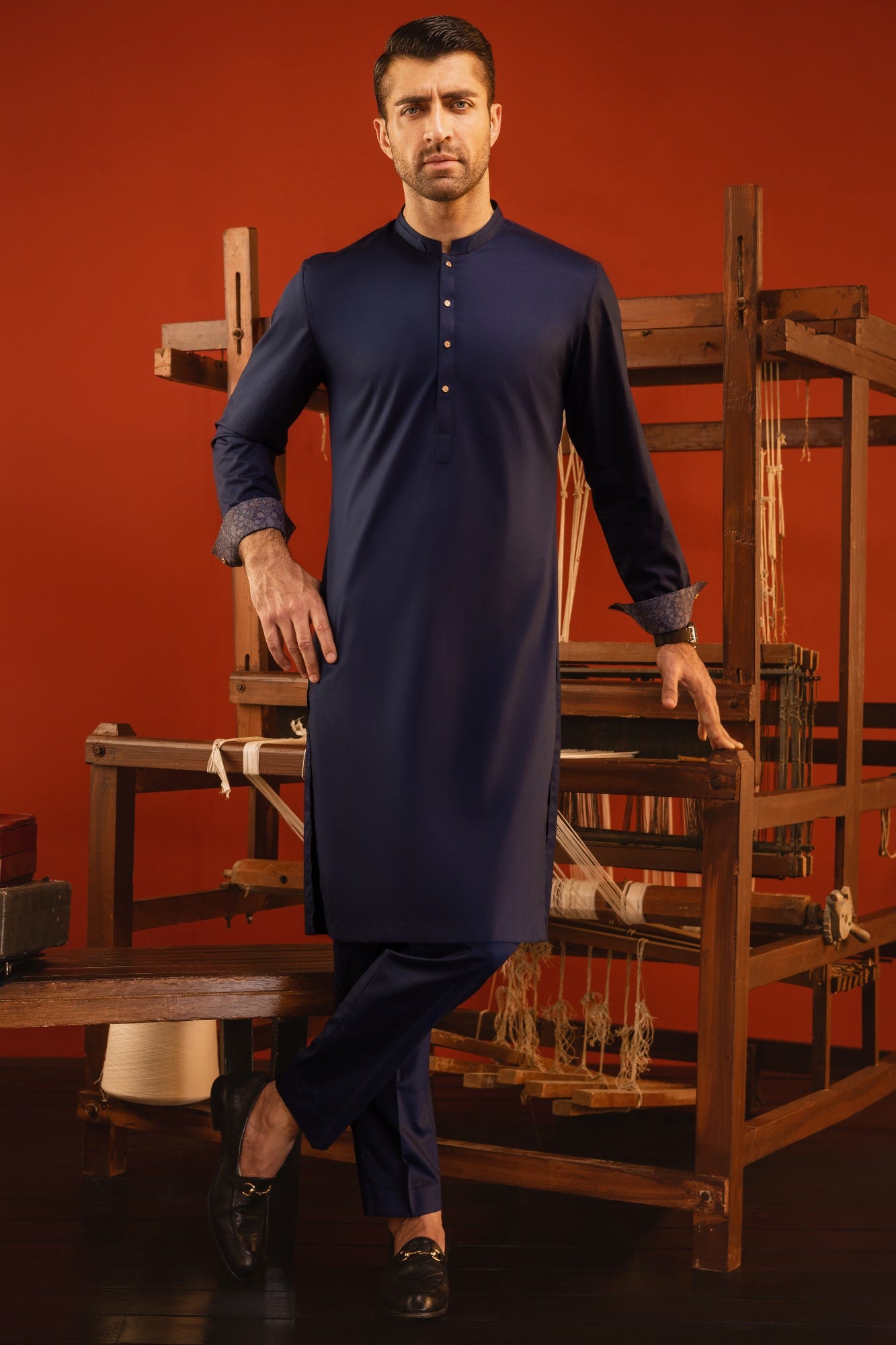 SANTORINI - DARK BLUE COTTON KURTA TROUSER