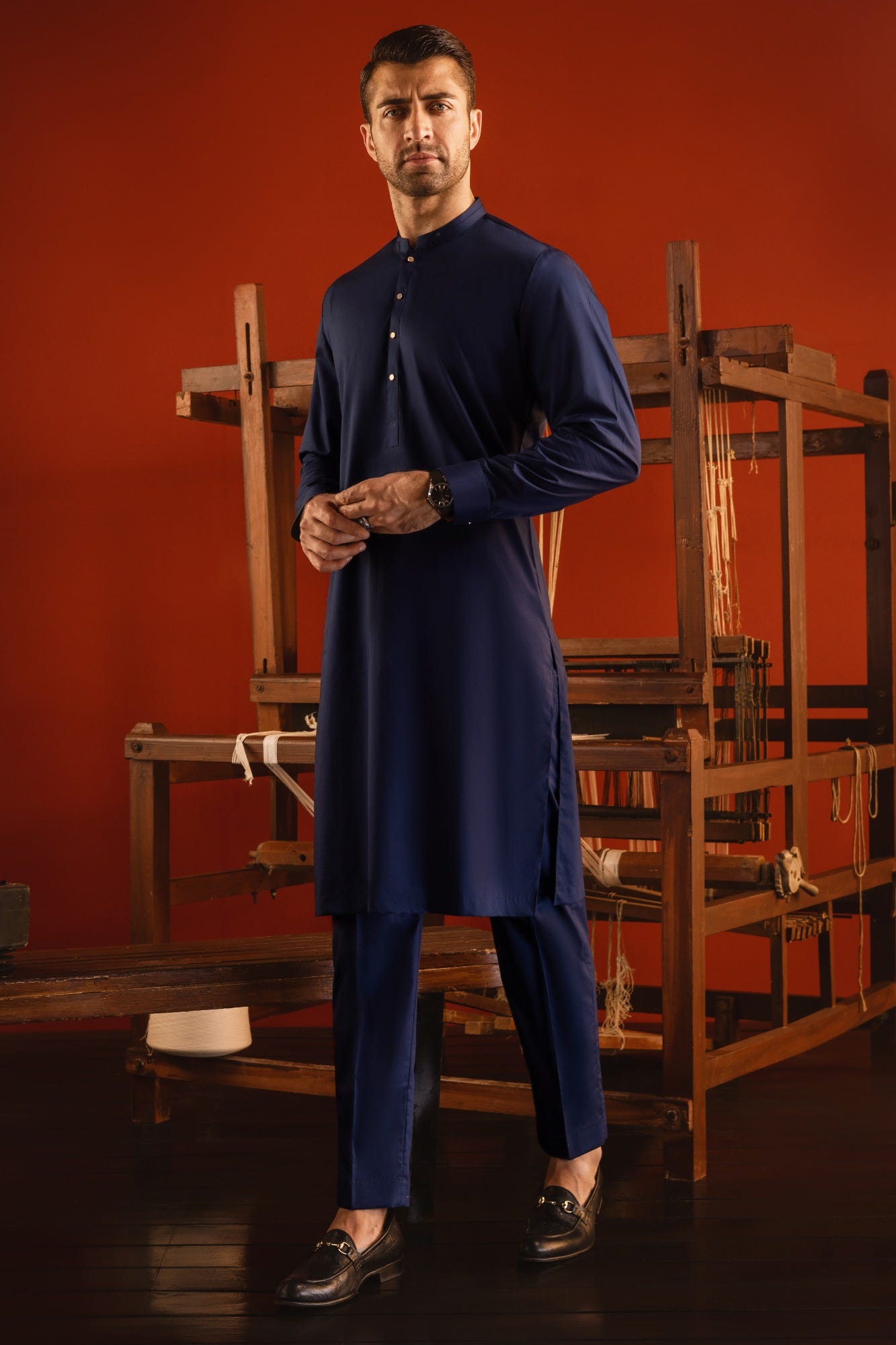 SANTORINI - DARK BLUE COTTON KURTA TROUSER
