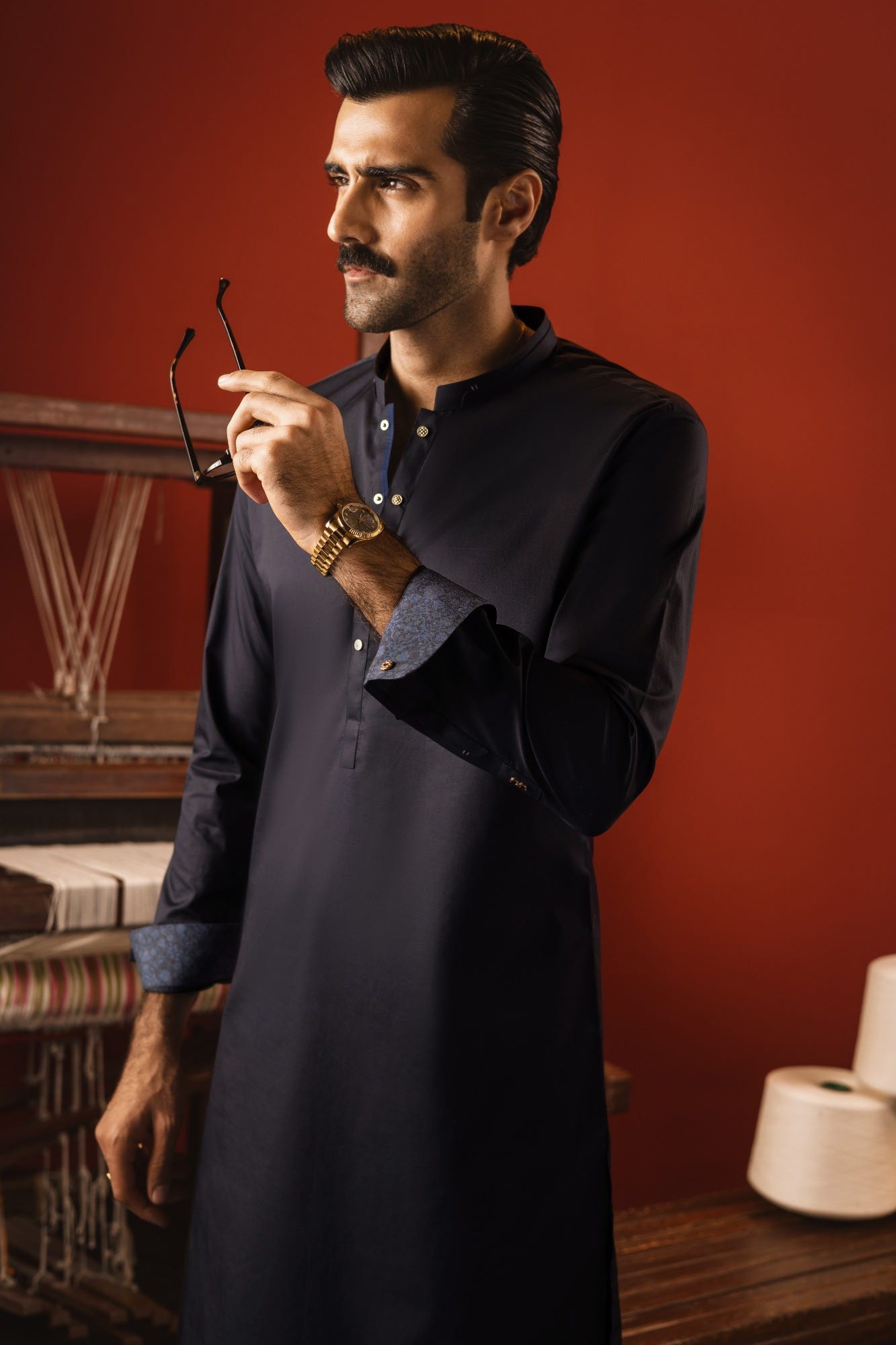 SANTORINI - BLACK COTTON KURTA TROUSER