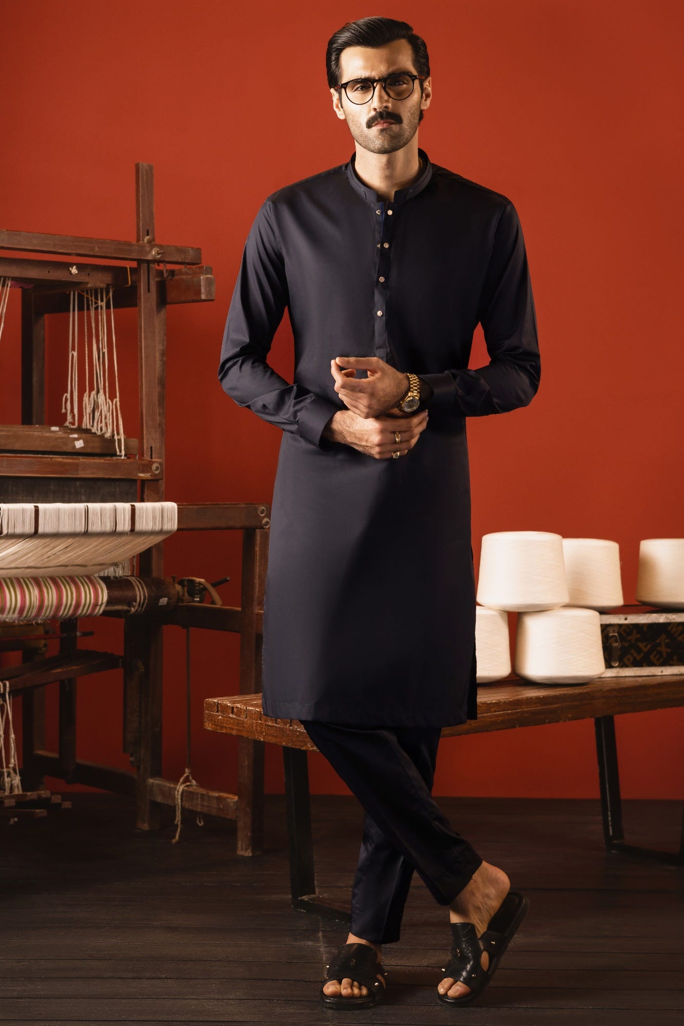 SANTORINI - BLACK COTTON KURTA TROUSER