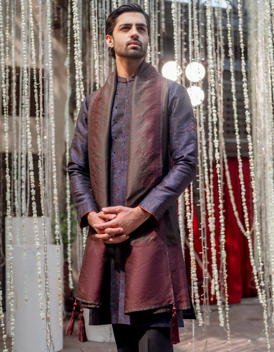 Chocolate Brown Blended Men Shawl | Jjid-Shawl-9315-A