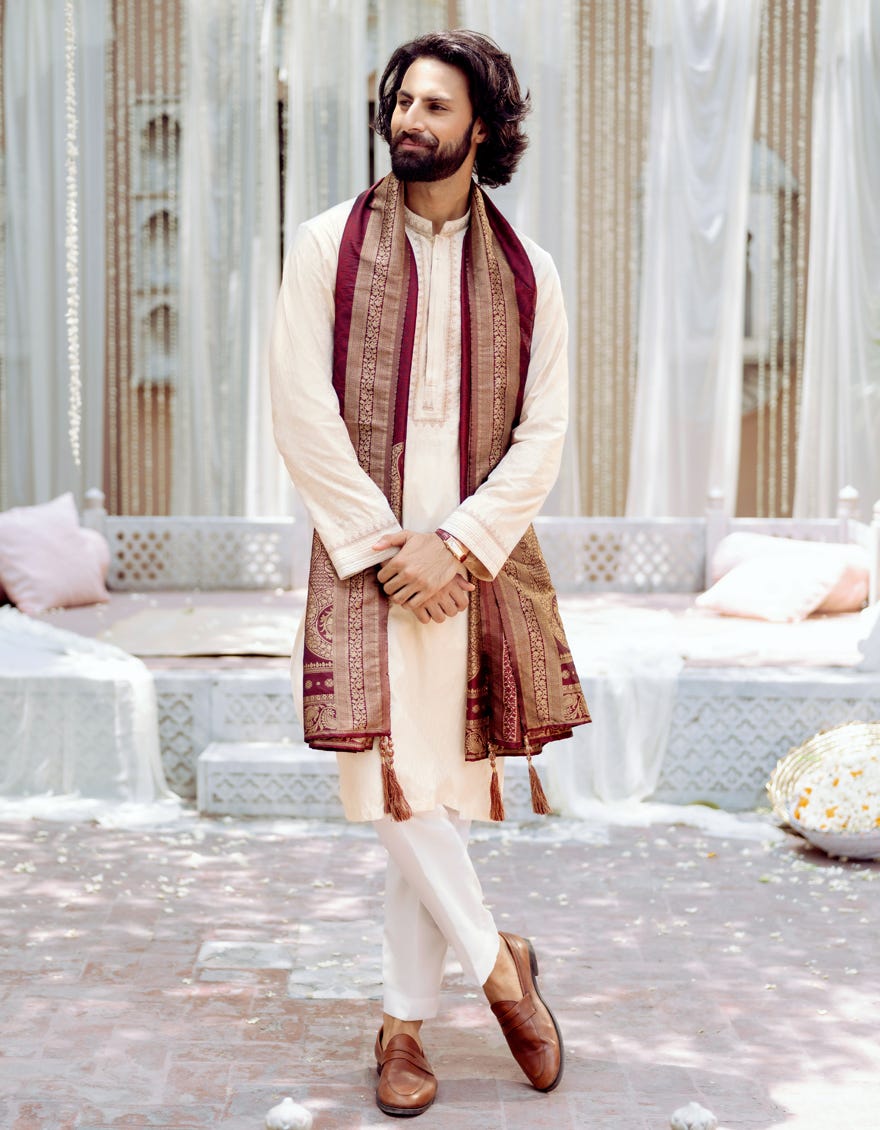 Maroon Blended Men Shawl | Jjid-Shawl-9316