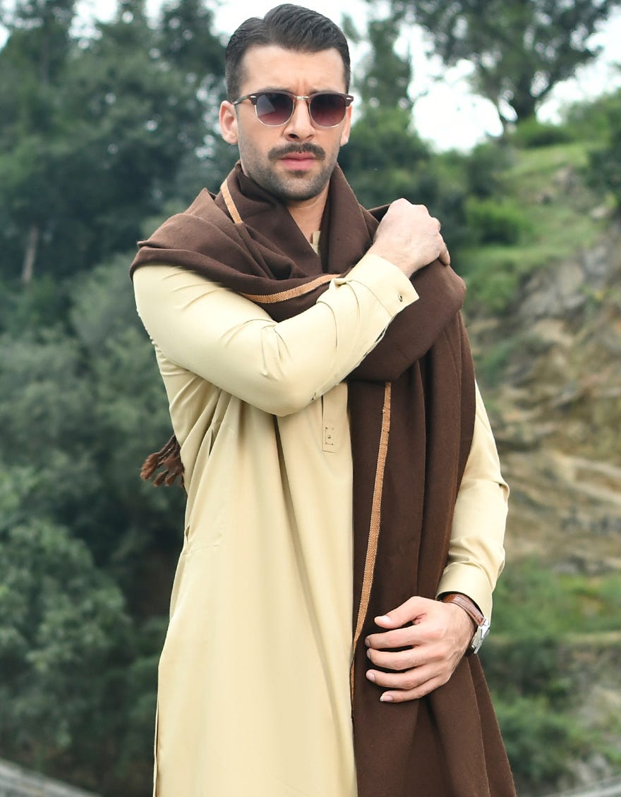 DARK BROWN MEN SHAWL | JJID-SHW-22-0004