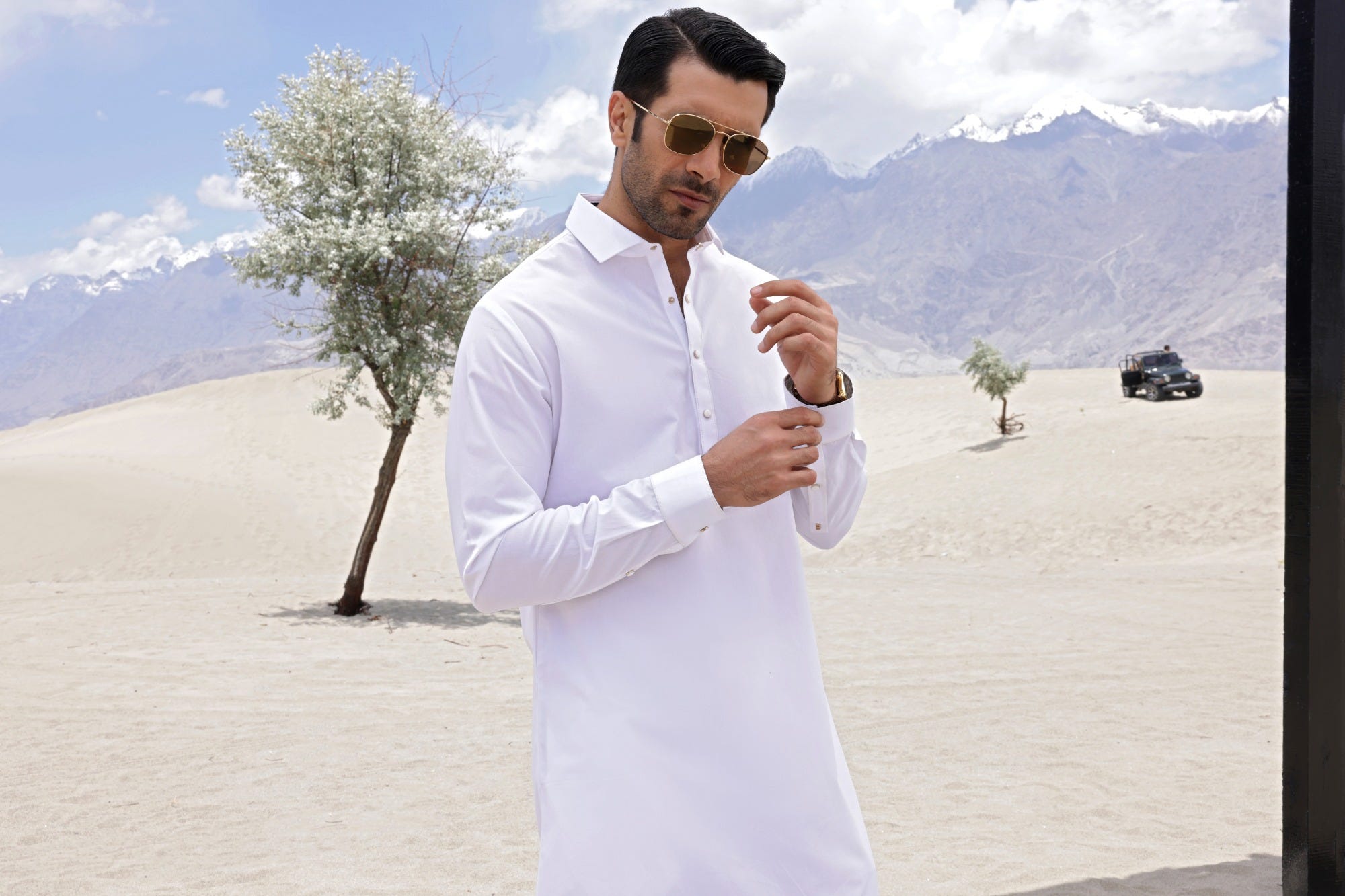 SINGAPORE - WHITE COTTON KURTA TROUSER
