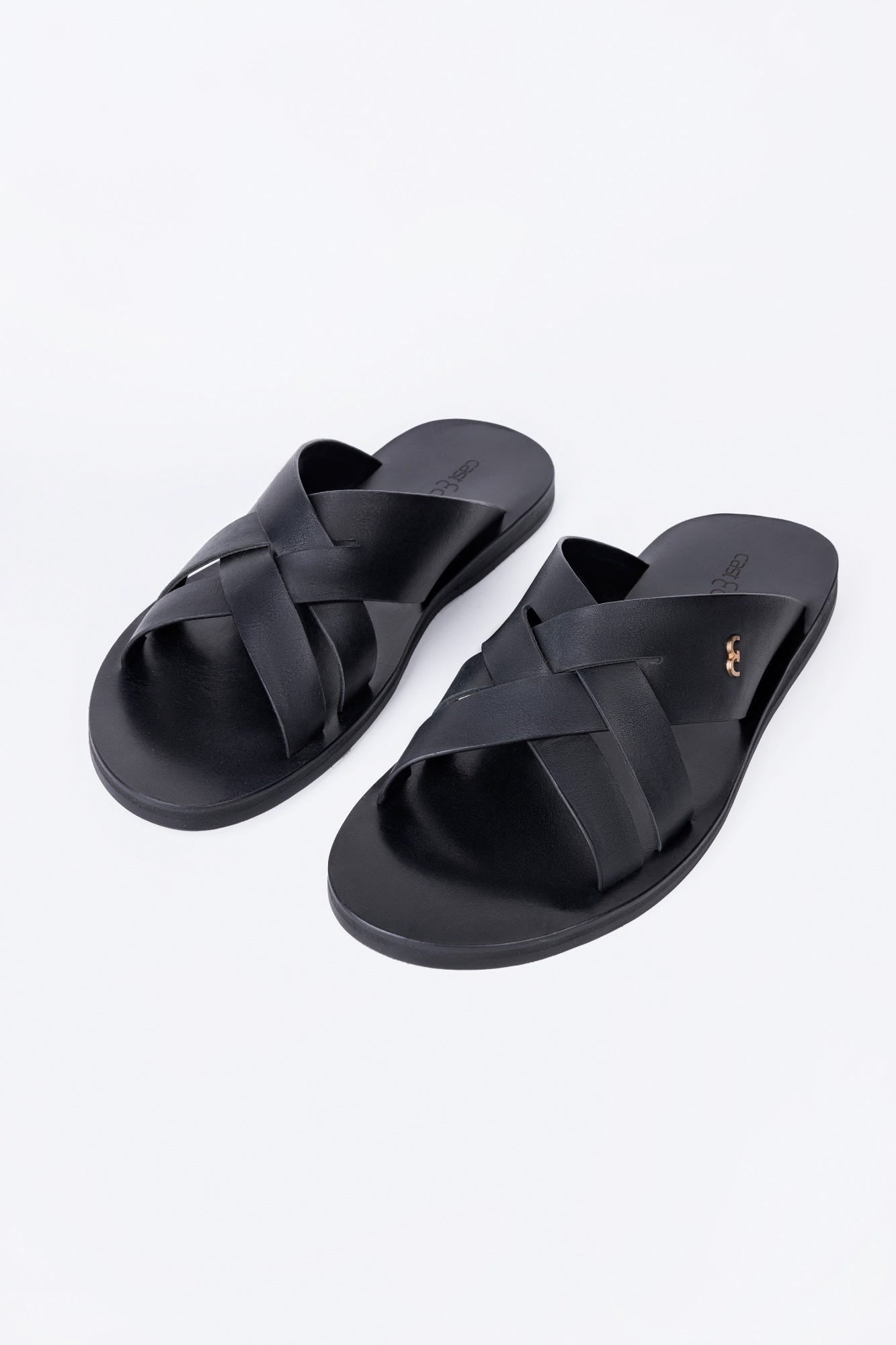 SLIPON CROSS - BLACK MEN SANDALS