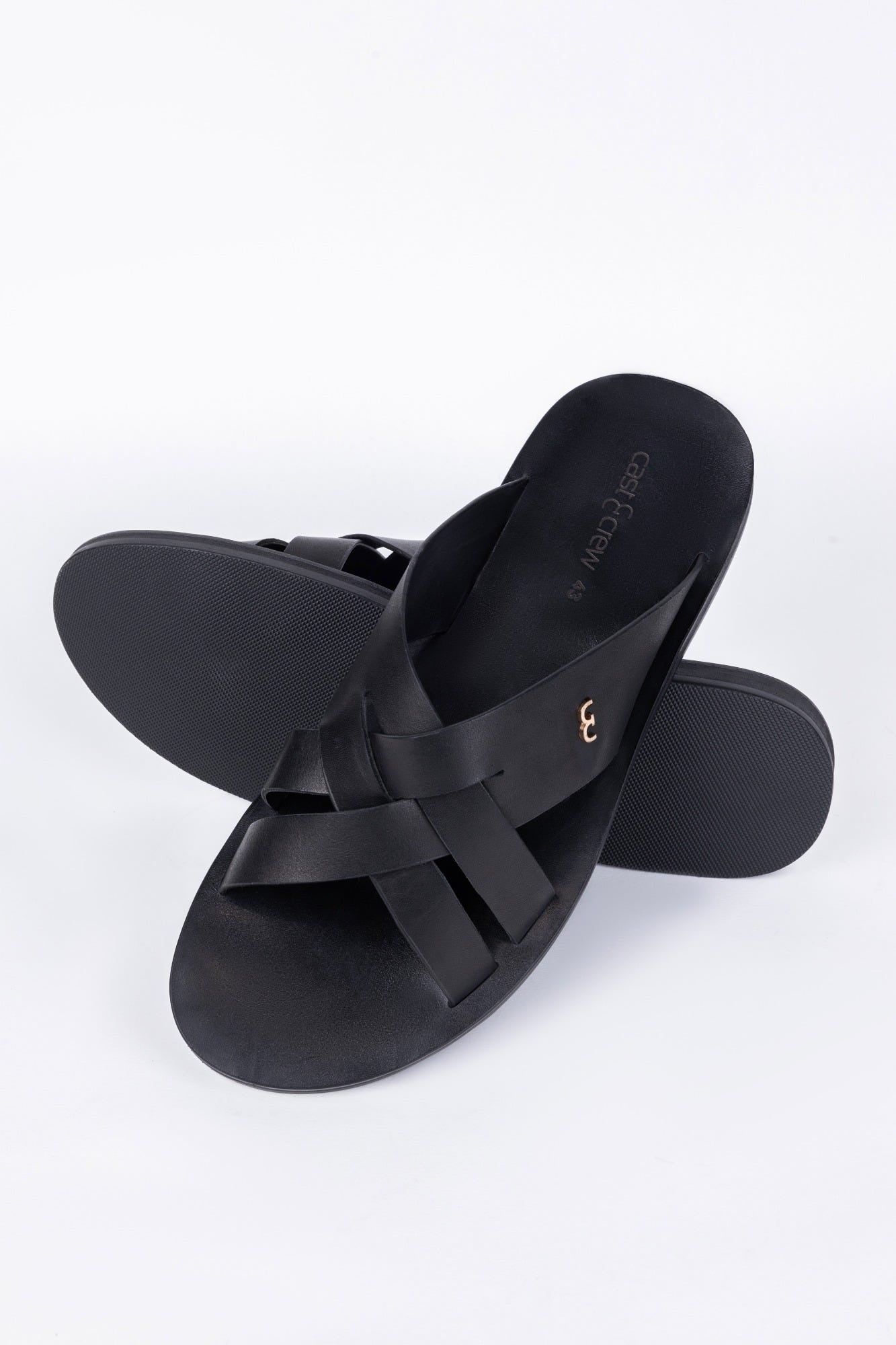 SLIPON CROSS - BLACK MEN SANDALS