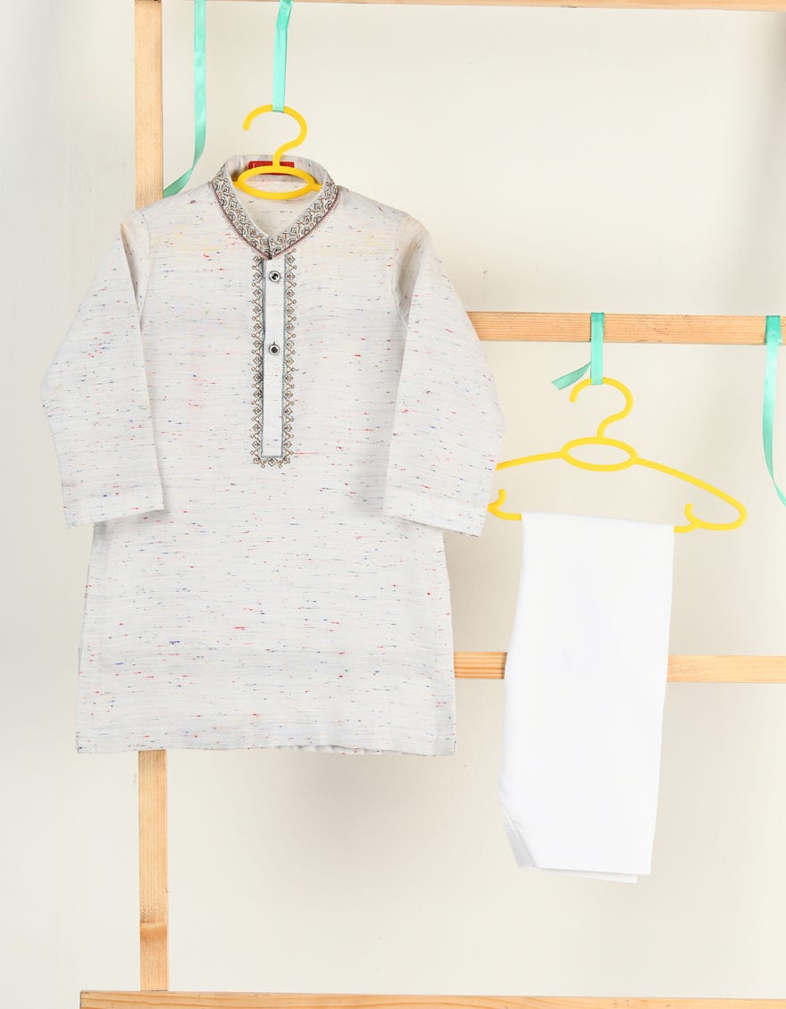 WHITE BLENDED KAMEEZ SHALWAR | JJIKS-SP-48177