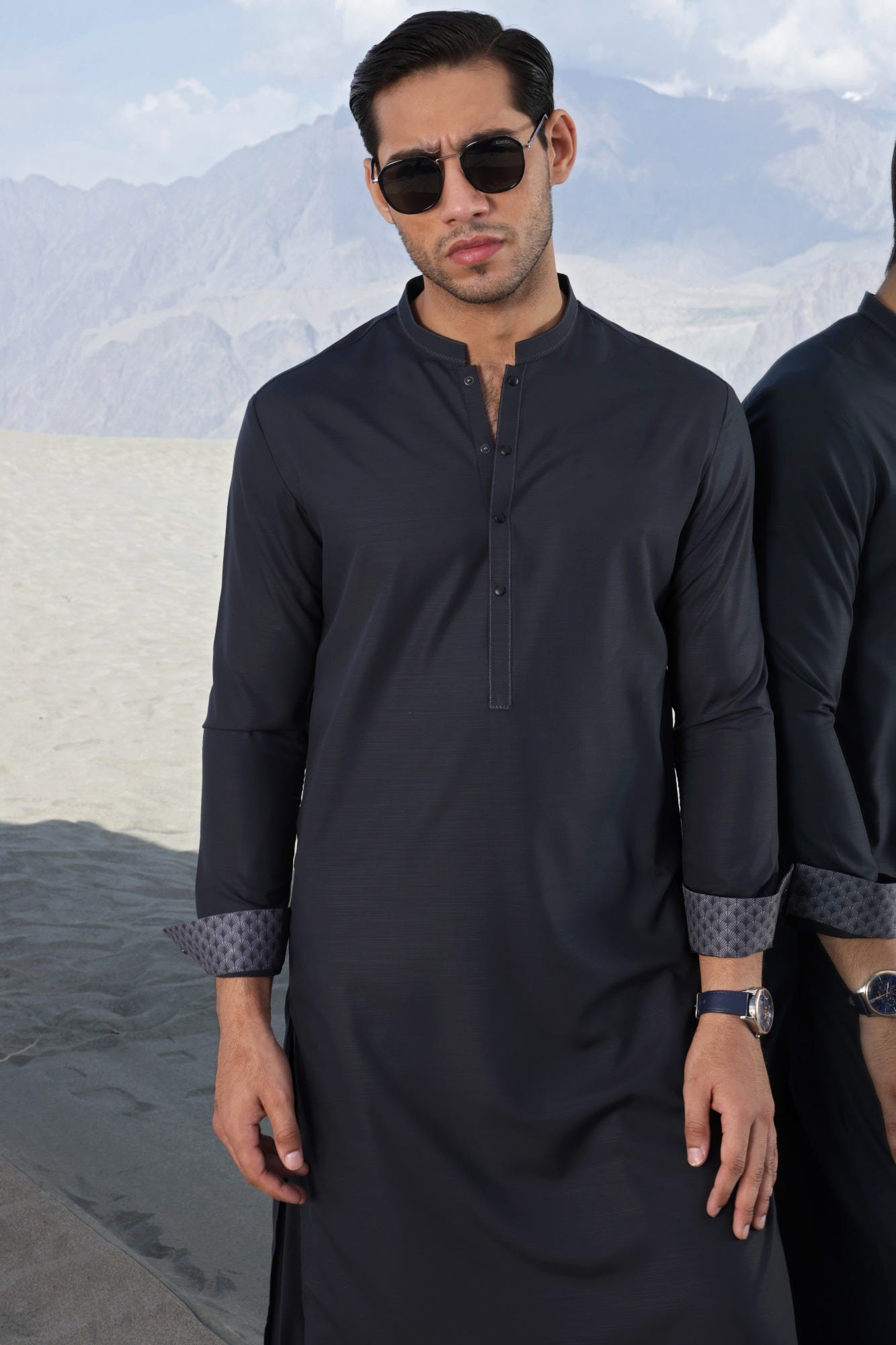 SWEDEN - DEEP GREY BLENDED KAMEEZ SHALWAR