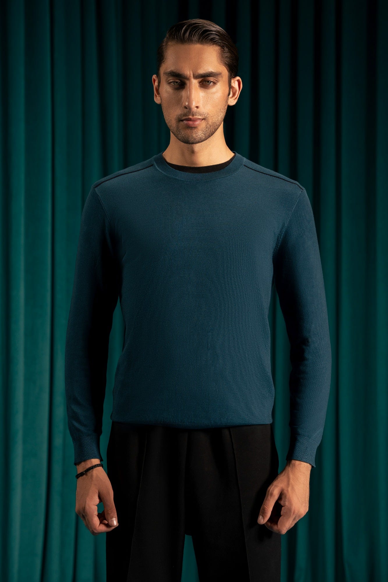 TEAL LYOCELL CREW NECK SWEATER | CC-SWT-0013