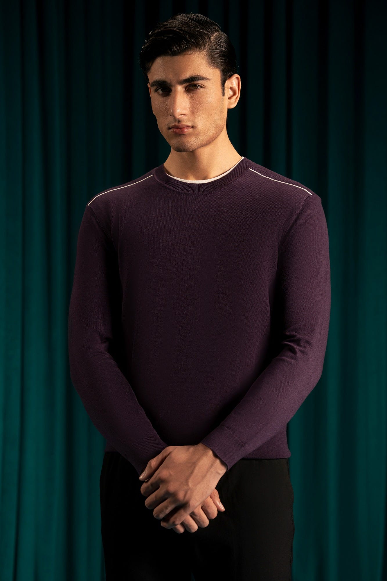 PURPLE LYOCELL CREW NECK SWEATER | CC-SWT-0015